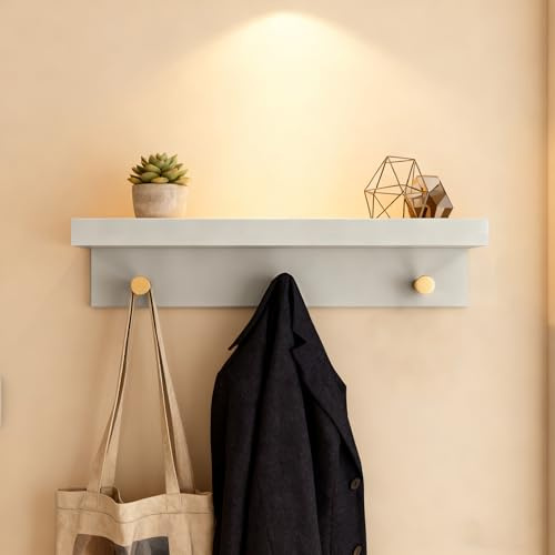 CHUIFAI Modern nyckelbräda i trä med hylla och 3 krokar, nyckelhållare vägg, nyckelhållare för kök, entré, hall, entré, 35,6 x 12 x 9,5 cm