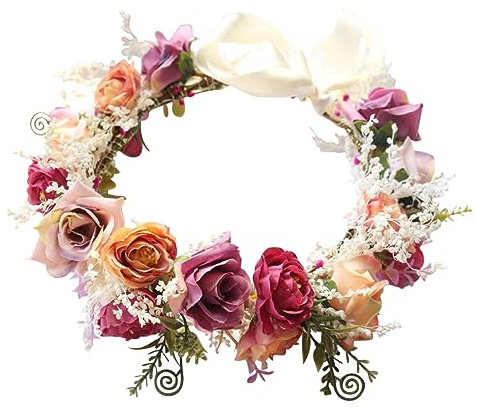 Mikinona 1 Stück Haarreif für Feste Handgemachter Haarkranz mit Dekorativen für Hochzeiten Partys und Fotoshootings Leicht und Bequem Perfektes Accessoire für Braut