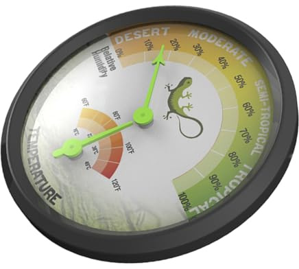 Kichvoe Thermomètre Hygromètre Mécanique Sans Pile pour Vivarium et Terrarium Mesure Précise Température et Humidité Installation Facile avec Autocollant Dos Appareil de Mesure Durable