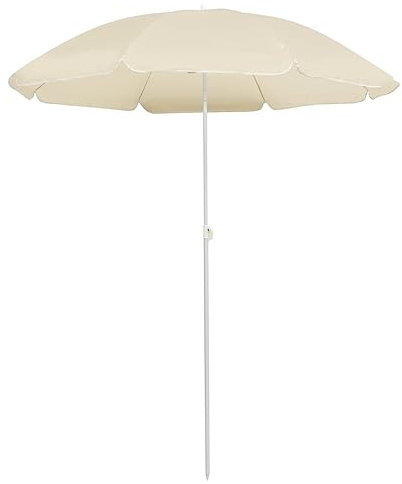 SKM Garden Parasol Sand Polyester, Steel UV-Resistant Materials,Beige (Weight 2.03KG)