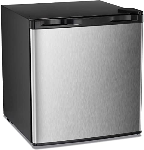 Antarctic Star Upright Freezer 1.1 Cu.ft, Compact Mini Freezer with Reversible Single Door, Temperature Control, Removable Shelves, Small freezer Stainless Steel for Home, Silver