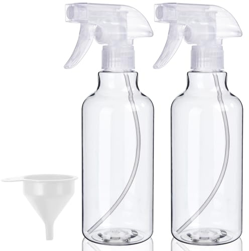 Botellas de spray de plástico, 2 paquetes, 16.9 oz, niebla y arroyo, pulverización de servicio pesado, botella de spray de agua vacía para soluciones de limpieza, cabello, plantas, barbacoa,