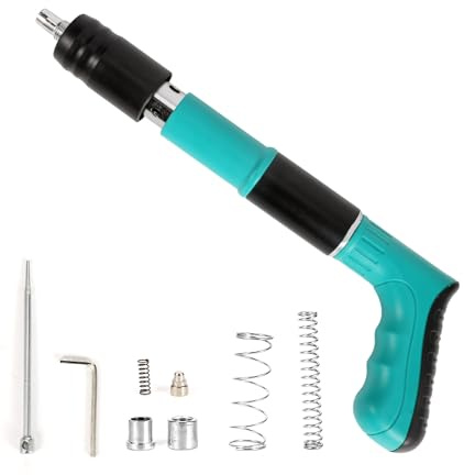 Herramienta de pistola de uñas, de acero, pistola de clavos de acero, pistola de remache, pistola neumática para acero y hormigón, silenciador, 5 velocidades, herramienta de fijación de pared para