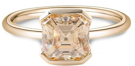 Ring Damen Gold 585 Echtgold, Eheringe Sekt Moissanit 2ct Solitär Trauringe 14 Karat Gelbgold Größe 66 (21.0)