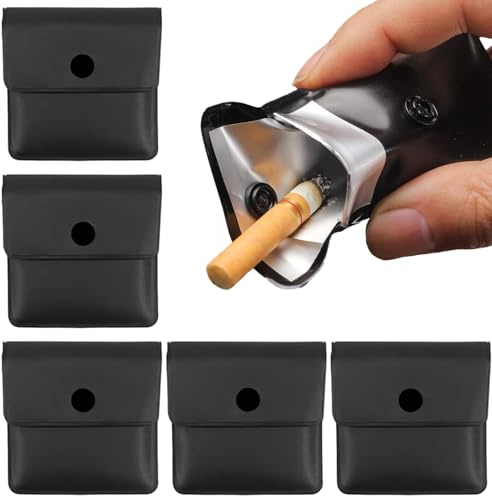 5 Cendriers Portables en PVC Ignifugés,Cendrier De Poche, Cendrier De Poche Anti Odeur, Réutilisables, Ignifuge, Sans Odeur, Poche Etrave Cendres De Cigarette
