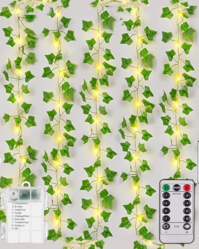 Artificial Ivy Garland 12Pcs 84Ft UV Resistant Green Leaf Fake Vines for Wall Decor, Wedding, Garden, Party, Room, Balcony or Event Backdrops, Hanging Faux Plants for Indoor or Outdoor Use