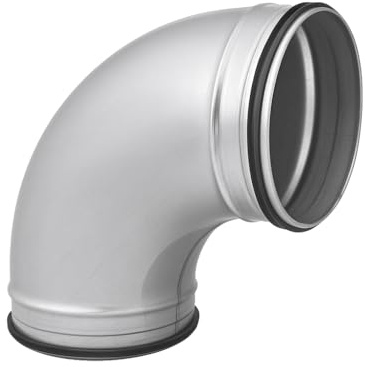 Easy Act 90° Bogen Ø 125 mm, gepresstes Formteil aus verzinktem Stahlblech mit doppelter EPDM-Lippendichtung