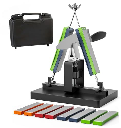 Messerschärfer Profi Set, Outdoor Messerschleifer mit 8 Körnungen, Universal Schärfsystem klein mit Winkel 15-30° für alle Messer Professional Precision Knife Sharpener