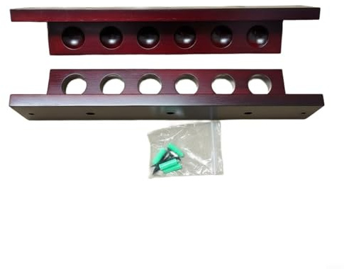 Wodsty Supporto da parete per stecca da biliardo in legno, a 6 fori, per biliardo e snooker, marrone (rosso vino)