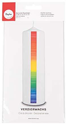 Rayher Plaque de cire, arc-en-ciel, 1 pce, 10X20cm, décoration, bougie, baptême, communion, confirmation, mariage, jubilé-31544990, Querstreifen, Regenbogen