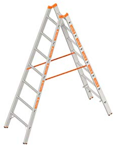 Layher Sprossenstehleiter 7 Sprossen / 130 cm Länge 1039 Stehleiter Leiter Sprossenleiter Klappleiter ALU