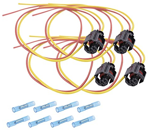 BESTPRICE 4x Reparatursatz Kabelbaum Einspritzdüse mit Steckhülsengehäuse mit Leitung