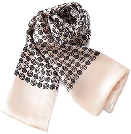 YangtzeStore Larga bufanda de seda satinada charmeuse para hombre, 63x10