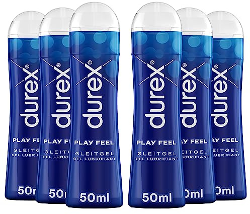 Durex Play Feel Gleitgel – Sanftes, pH-freundliches Gleitgel für ein geschmeidiges Liebesspiel (6x 50 ml)