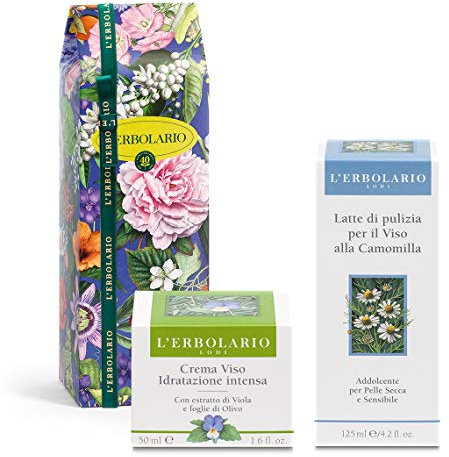 L’Erbolario Confezione regalo Pelli Delicate – Latte di Pulizia Viso alla Camomilla 125 ml e Crema Viso Idratazione Intensa 50 ml