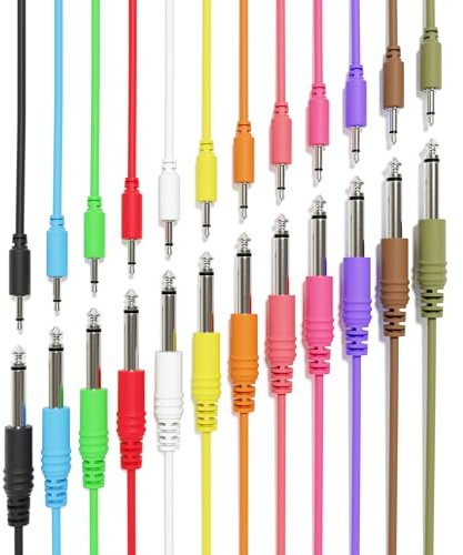 ExcelValley - Mono Patchkabel - TS 3,5mm 1/8 zu 6,35mm 1/4 [12-Pack | 120 cm - 47,24]