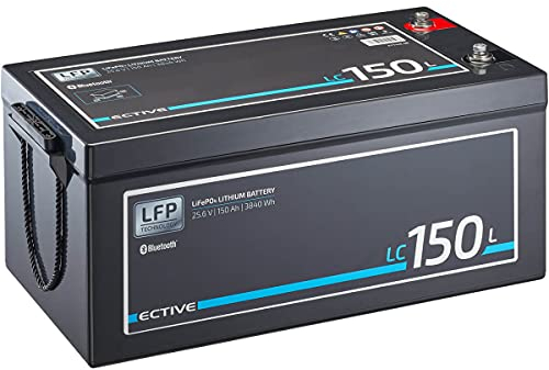 ECTIVE LiFePO4 Batterie LC150L BT - 12V, 150Ah, 3840Wh, Bluetooth - Lithium-Eisenphosphat Versorgungsbatterie, Bootsbatterie, Solarbatterie, Aufbaubaterie für Wohnwagen, Wohnmobil, Camper