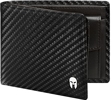 SPARTANO Herren Geldbörse, Herren Wallet mit RFID-Schutz, mit Münzfach, Portemonnaie mit 11 Kreditkartentasche und 2 Geldscheine - Zeus (Carbon)