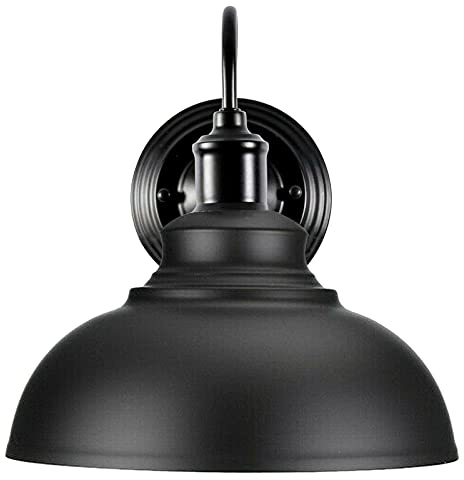 LEDSone Industrielle Metall-Wandleuchte mit kurvigem Lampenschirm, Vintage-Wandleuchte, LED für Badezimmer, Schlafzimmer, Wohnzimmer, Restaurant und Café (schwarz)