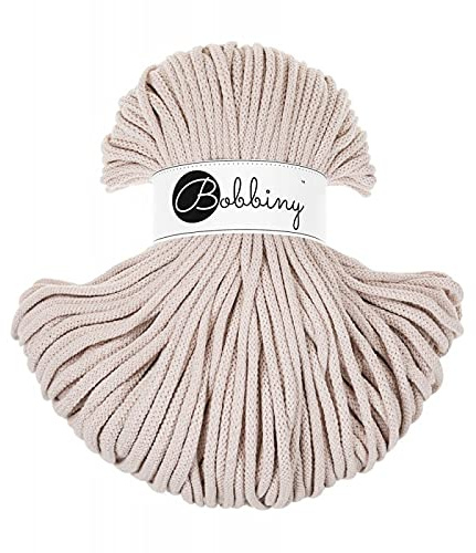 Bobbiny Premium Cords 5 mm - Rope-Garn 100 m 100% Baumwolle (Nude)