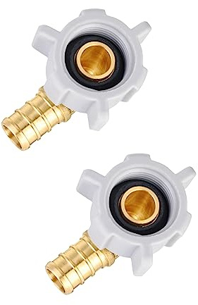 2-Pack EFIELD Pex 1/2 Pex x 1/2 Female NPT Swivel Elbow Brass Barb Crimp Fittings, ASTM F1807,(PEX1807208-2PCS)