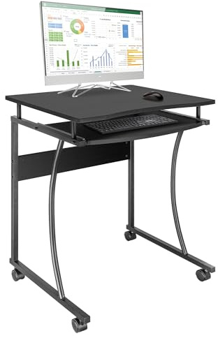 Techly 363678 Scrivania Compatta con Ripiano Estraibile per Tastiera Nero