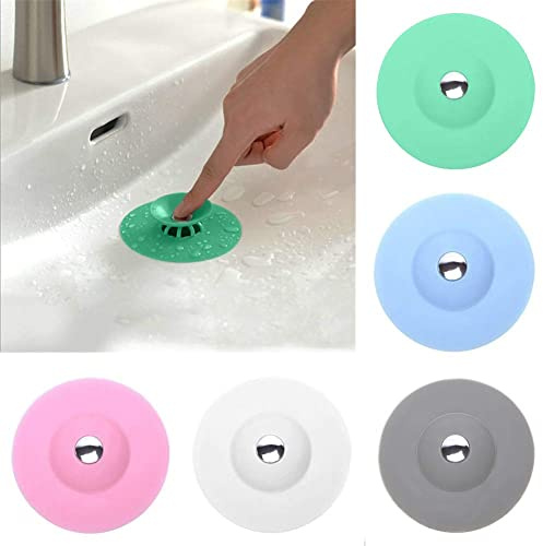 Copertura di scarico in silicone, Coperture di Scarico per Doccia in Silicone, Scarico a Pavimento Portatile, Tappo Scarico Fogne, Universale Filtro Lavello per Cucina e Bagno (5pcs)