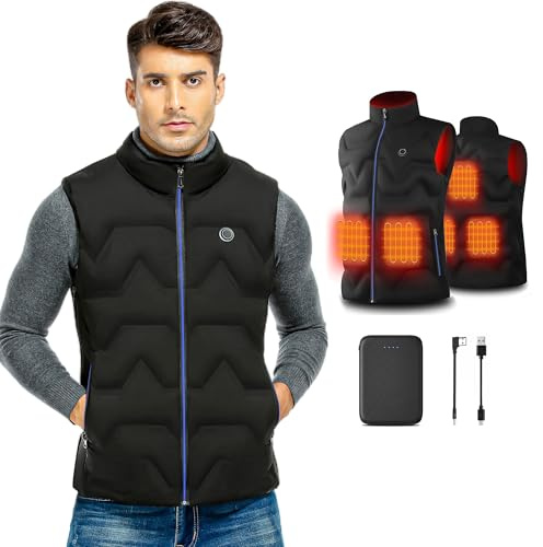 Kintiwe Veste Chauffante Femme Homme, Gilet Chauffant Homme avec Batterie Incluse, Hiver Lavable Chauds Gilet Chauffé avec 5 Zones de Chauffage