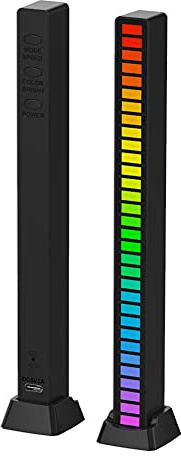 LYEAA Barra della lampada ritmo musicale attivata RGB ricaricabile, luci USB ambientali a LED senza funzione di memoria, pickup striscia luminosa for auto decorazione for feste desktop puntello