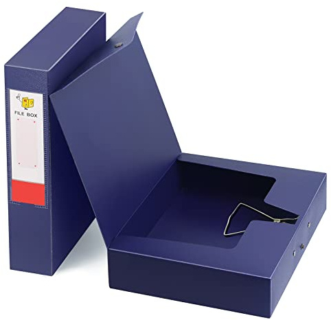 HUA JIE 2 Pack A4 Storage File Boxes Archives Case,65mm Spine,Box File Document Storage Box for Office School -Blue