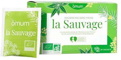 OMUM - Infusion biologique La Sauvage - Plantes 100% bio - Verveine, fenouil & rooibos - Sans théine, sans arôme ajouté - Vegan - 20 sachets