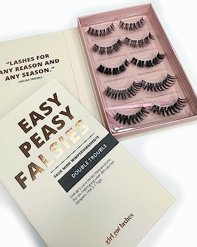 GirlGotLashes Große Boxen Double Trouble Handgemachte Wimpernextensions Wimpernverlängerung für Zuhause 5 Wimpern-Paare 5-7 Tagen Halt Vegan