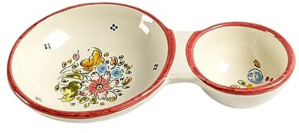 GÓNFER | Aceitunero Bandeja Aceitunas Cerámica Artesanal Pintado a Mano | Diseño Flores Rojo “Margarita” | Cerámica de Puente del Arzobispo | LA FÁBRICA DEL BARRO (Rojo)