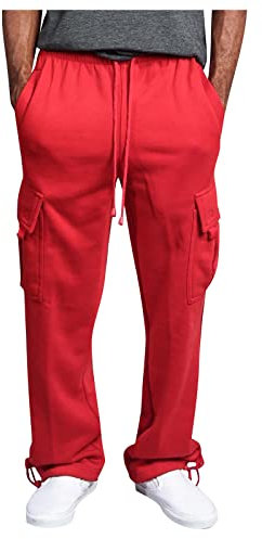 Generisch Arbeitshose Herren, Professionelle Für Männer, Schutz Monteure, Hose Gärtner, Mechaniker, Mit Multi Taschen Cargohose Baggy Leibwächter Kniepolster Herren Arbeitshosen Jeans (XXL, Rot)