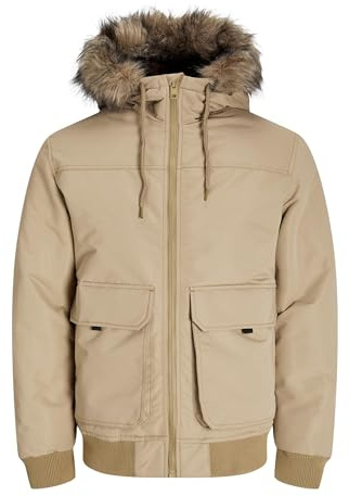 JACK & JONES Jjconstruct Faux Fur Bomberjacka för män, Elmwood, S