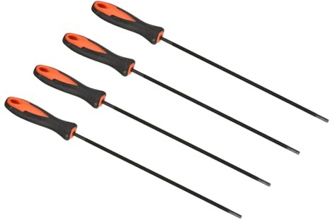 PATIKIL Chainsaw Chain Sharpening File, 4 Pack 5/32-Inch (4.0 Mm) Round Chain Saw Sharpener File with Plastic Handle for Chainsaw, Red Black