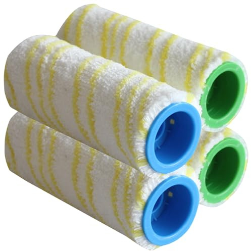 4PCS Microfibre Roller Brush Set, Rollers Brush Set for Kärcher FC3 FC5 FC7 FC3D,Vacuum Cleaner Roller Brush,Multi-Surface Roller Set, Yellow