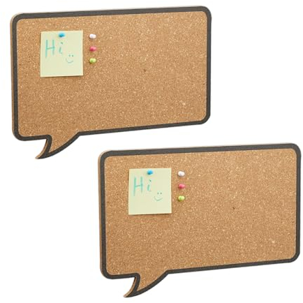 Relaxdays Korkpinnwand 2er Set, Korkwand Sprechblasen-Form, Büro Pinnwand mit Pins, HBT: 29 x 44 x 1 cm, Natur/schwarz