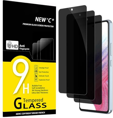 NEW'C 3 Stück, Sichtschutz für Samsung Galaxy A53 5G für Panzerglas, Ausgewogener 35-Grad-schutzwinkel mit Augenschutz, Ultra-Haltbare 9H Härte, Blasenfrei