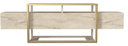 moebel17 Lowboard Anbauwand TV Lowboard Board Tisch Fernsehtisch Schrank für Wohnzimmer, Holz, Beige Granit Optik, mit Stauraum, Fernsehständer, 160 x 49,8 x 46,1 cm 2499