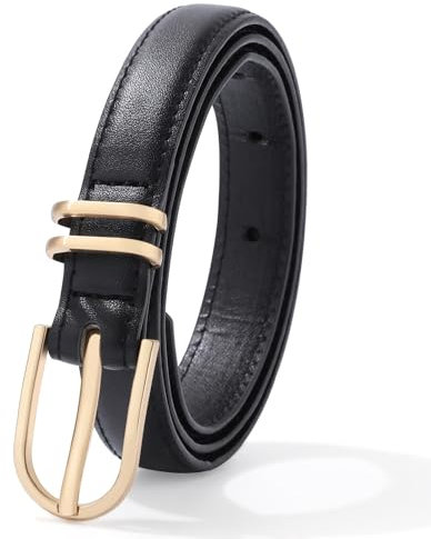 WELROG PU Kindergürtel Jungen und Mädchen - Schwarz Gürtel Kinder mit Goldener Schnalle Kindergürtel Mädchen Breite 1,8 cm Gürtel Jungen 12 jahre