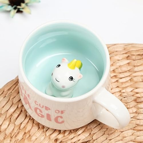 FORYNXHWIN 12oz Ceramic 3D Unicorn Coffee Mug Novelty Gift for Girls Women | cute animal cups, holds chocolate tea milk, great gift for girls, women, wife, friends, ideal for christmas, thanksgiving