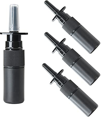 Imirootree Botella de spray negro de 5 ML contenedor de agua de maquillaje de atomizador de botella de spray nasal de llenado repetible vacío de plástico (50 paquetes)