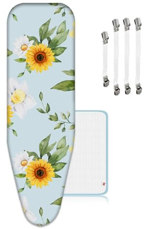 ZJBKX Bügelbrettbezug für Dampfbügelstation, geeignet für Bügelbrett von 40 –52 cm x 130 – 144 cm, mit 4 Spannern, 1 Bügeltuch