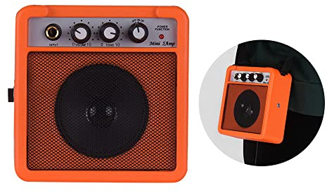 5W Tragbarer Mini-Gitarrenverstärker 5 * 2,4 * 4,9 Zoll Gitarrenverstärker Lautsprecher mit Overdrive-Funktion Kopfhöreranschluss für E-Gitarre (ORANGE)