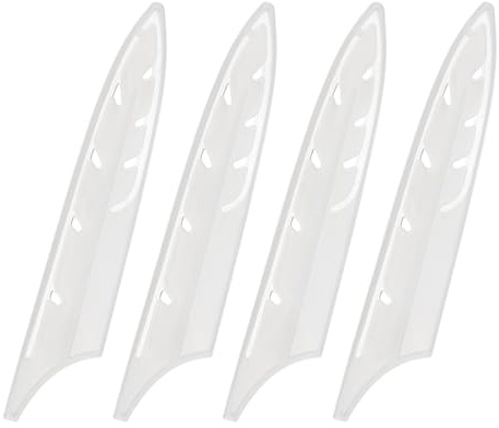 sourcing map 4 Pcs Knife Cover Sleeves, 5.4 x 1 PP Knives Edge Guard Blade Protector Universal Knife Sheath for Home Kitchen, White