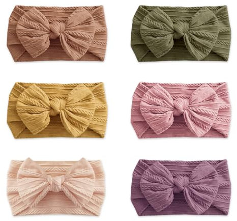 GIDWRIY 6 Stück Stirnband Baby Mädchen,Stirnbänder Kleinkinder Nylon,Baby Schleifen Haarband Newborn,Weiche Haarbänder Neugeborene,Haarschleife Baby Kopfband,Headband Baby Hair Band,Accessoires Baby
