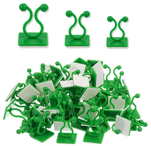 90 unidades 3 tamaños Clips para plantas autoadhesivos, gancho de fijación de pared para enredaderas verdes, soporte de clip para plantas trepadoras, pared invisibles Clip para jardinería