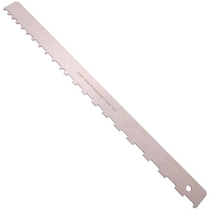 Gitarrenhals-Lineal mit geraden Kanten, gekerbtes Lineal, Gitarrenhals, Gitarrenbauer-Werkzeug, Edelstahl, gekerbtes Lineal