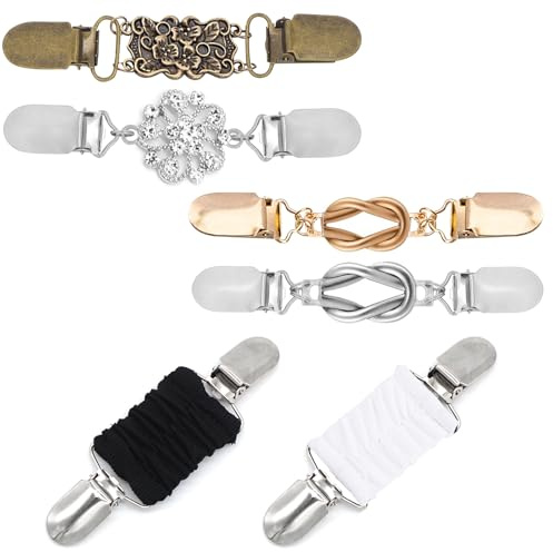 NewZC Damen Cardigan Clips 6 Stück Vintage Strickjacke Clip Kleider Spangen Silber Pulloverclips Waist Cinch Clip Gold Blusen Klammer Rücken - Verschlüsse clips für Kleidung Hemd Umhang Mantel Schals
